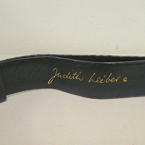 Judith Leiber black snakeskin adjustable belt onyx belt one size gold main image 8